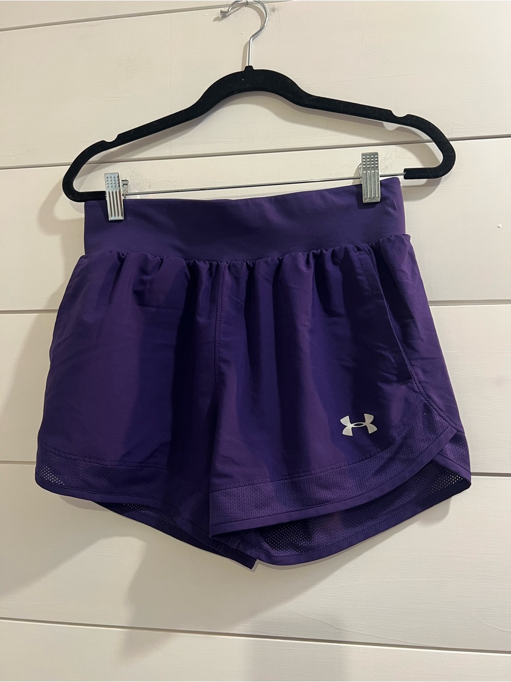 Under Armour Women's Deep Purple Athletic Shorts with Logo